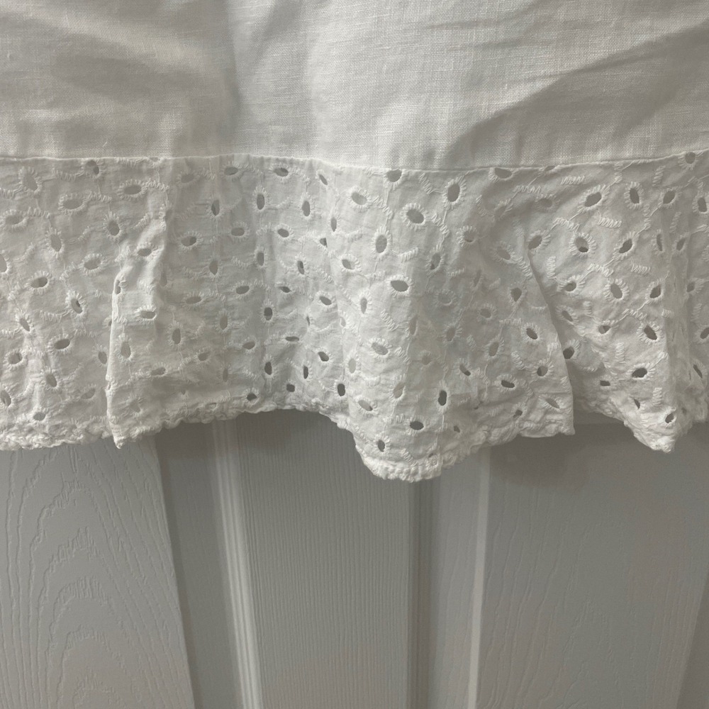Lungo L Arno Linen Eyelet Ruffle TankTop White Feminine Coastal Made in Italy XL - Picture 3 of 9